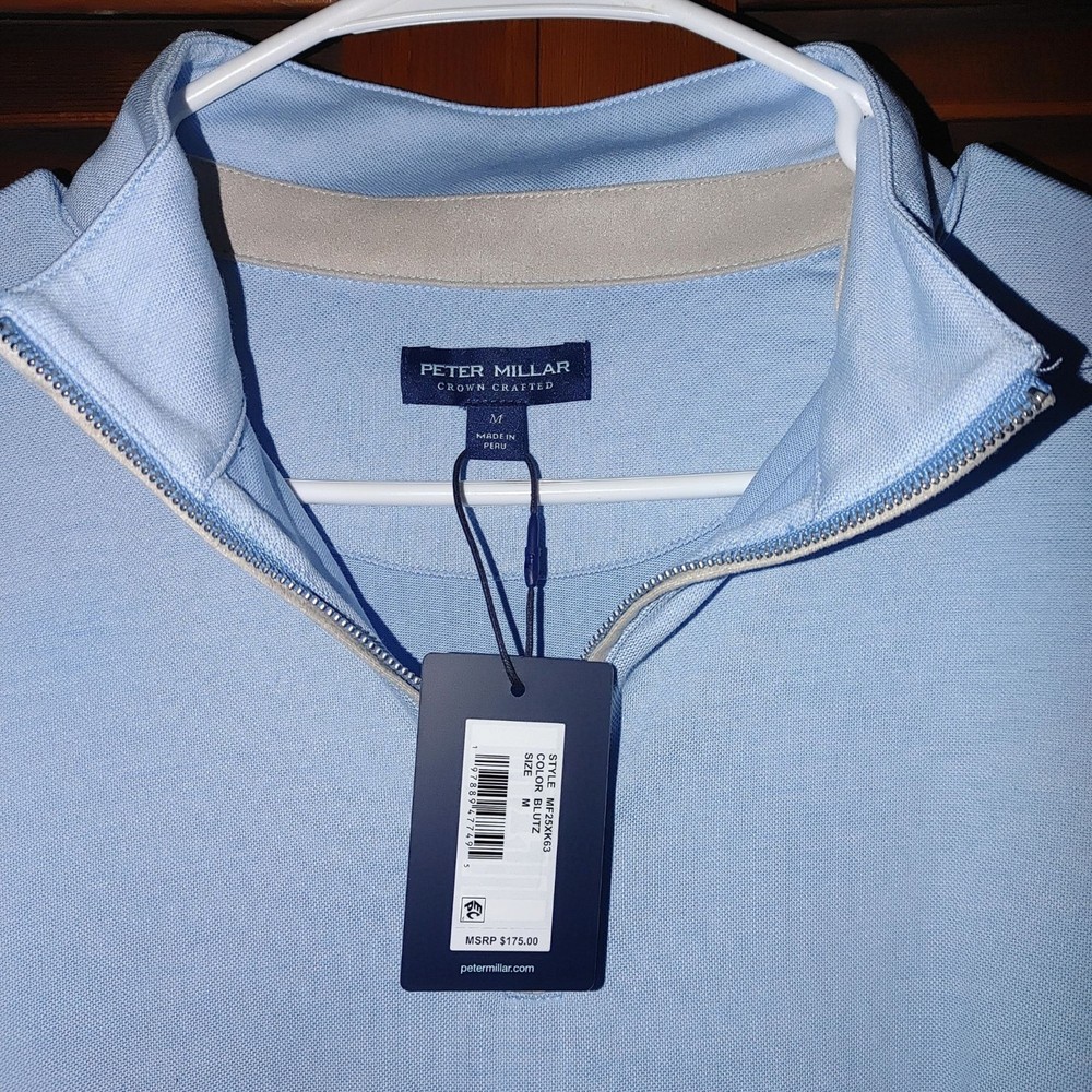 Peter Millar Crown Crafted Quarter Zip Pullover Blutz Blue Medium Peru Flaw
