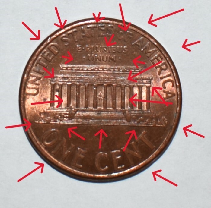 1993 Lincoln Penny No Mint Mark Strike Through AM Error Multi Errored