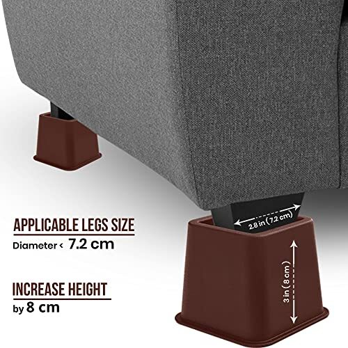 Adjustable Bed Risers, Stackable Frame Furniture Risers, 3, 5 or 8 Inch Height