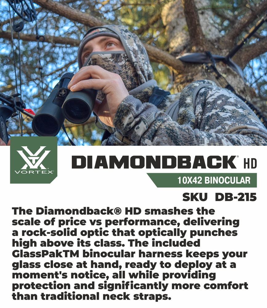 Vortex Optics Diamondback HD 10x42 Binocular with Free Camo Forest Hat Bundle