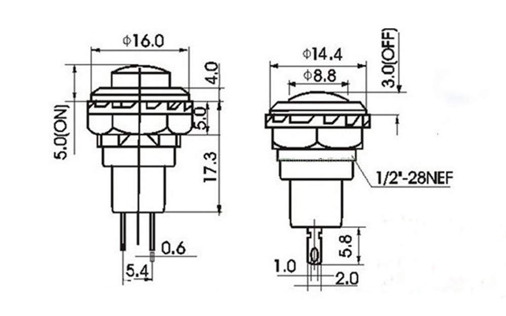 2 Pack SPST Latching Off-On Push Button Switch Red LATCH32731RD