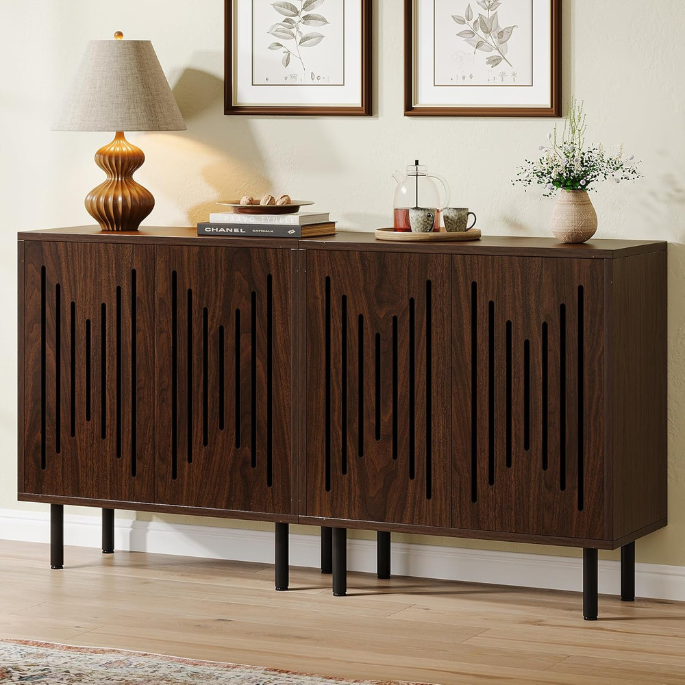 Set of 2 Sideboard Buffet with Storage, 59" Buffet Sideboard Cabinet with Adjust