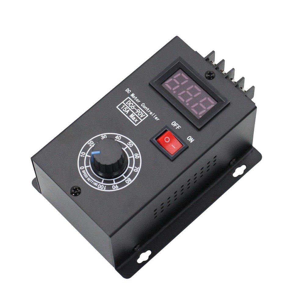 DC 6V - 90V PWM Motor Speed Controller Digital Voltage Regulator Switch 15A Fuse