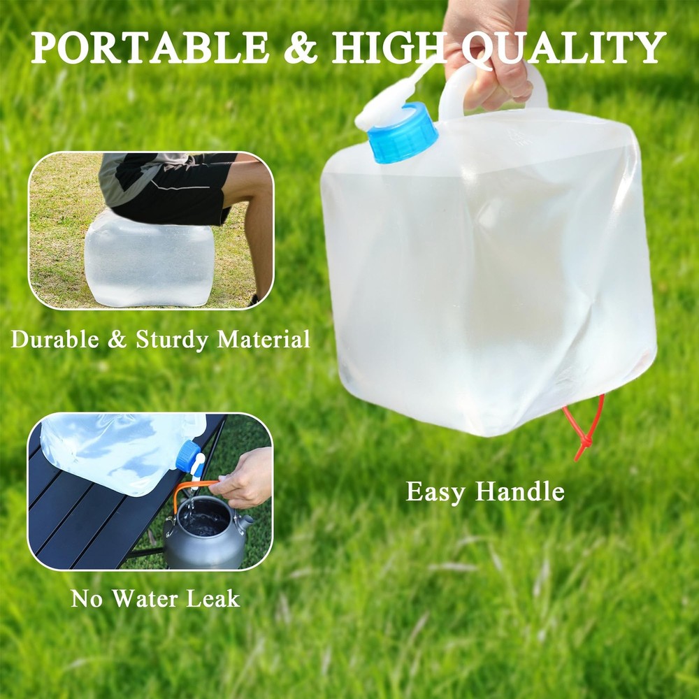 Collapsible Water Container with Spigot & Hook, BPA Free Water Jug, Foldable ...