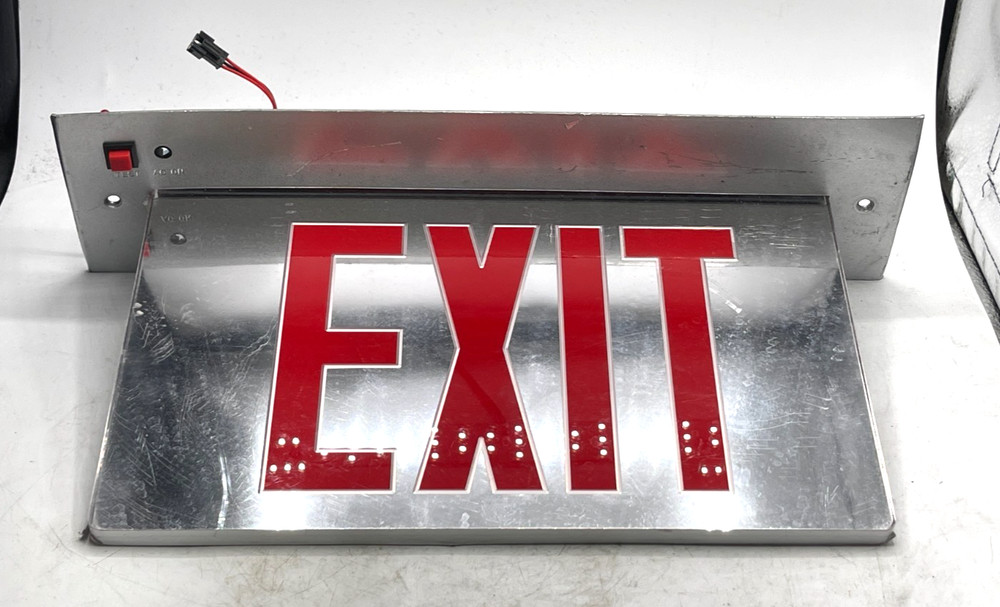 Emergency LED Edge Lit 6 inch Red Letter Mirror EXIT Sign *SEE VIDEO TEST*
