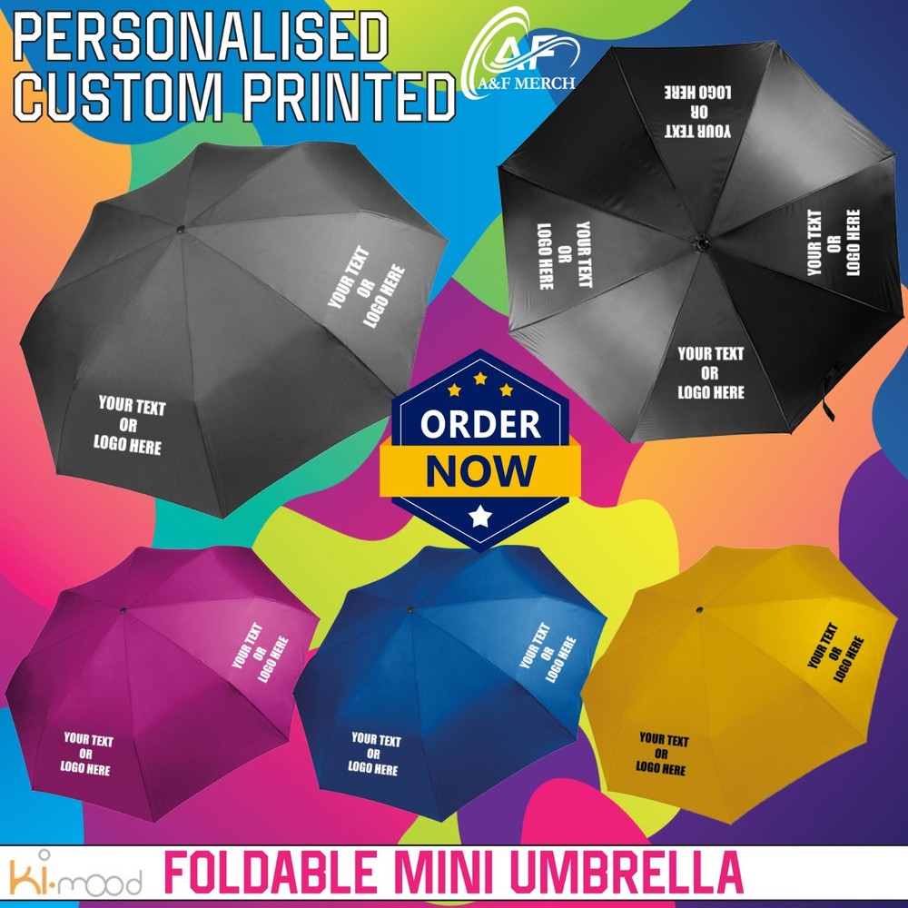 Personalised Custom Foldable Mini Umbrella KiMood Folding Brolly Design