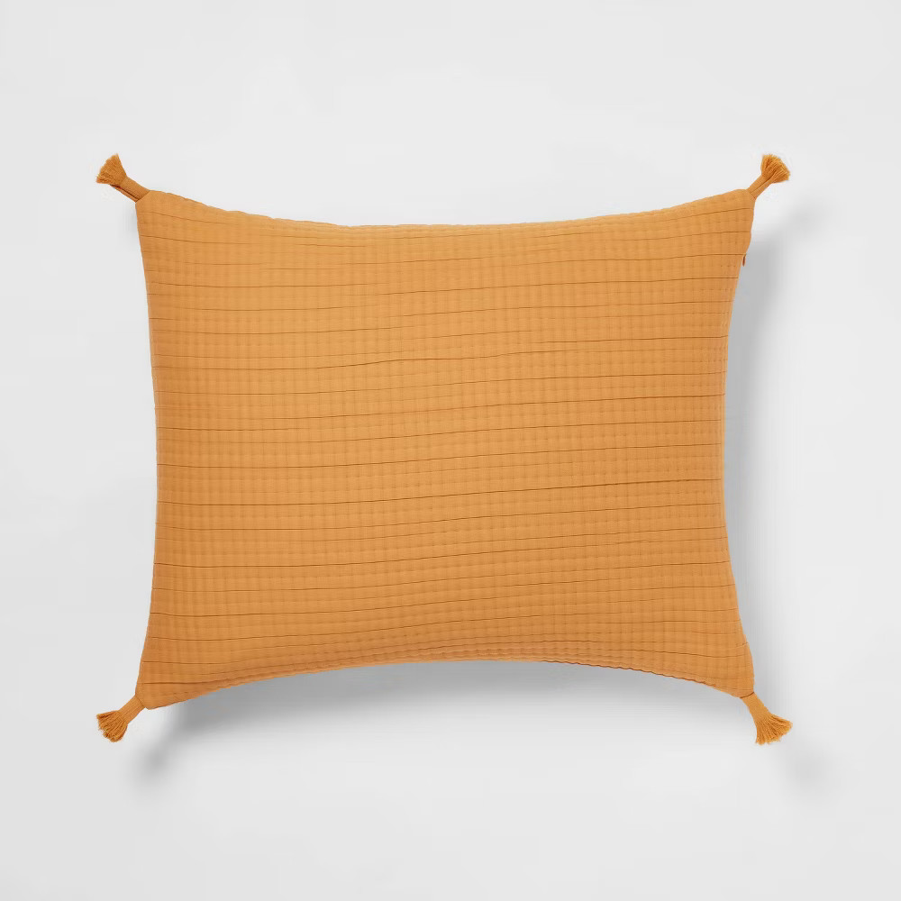 Standard Double Cloth Quilt Sham Mustard - Threshold