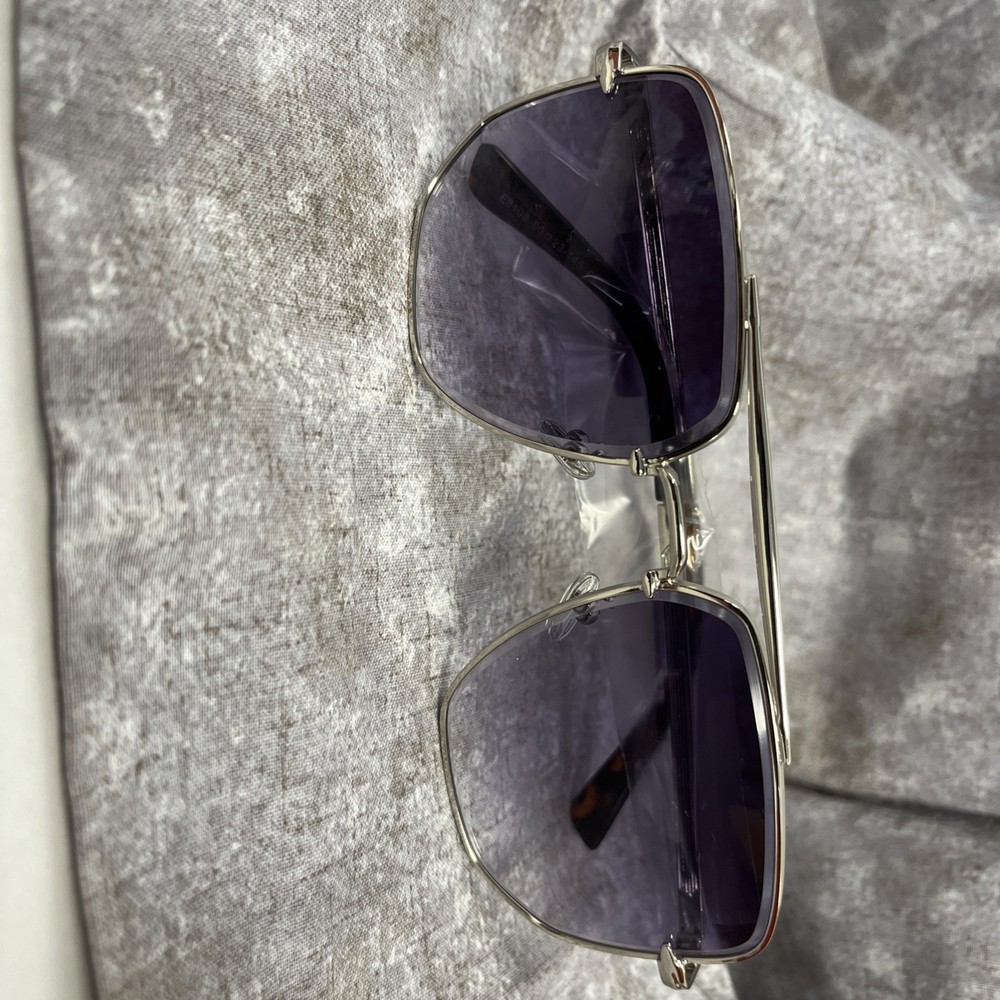 DESIGNINSPIRED Tony Stark EDITH SQUARE FRAME AVIATOR SUNGLASSES Silver Gradient