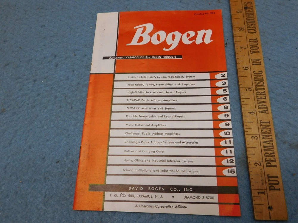 1960's Bogen Sound Systems Catalog No. 201