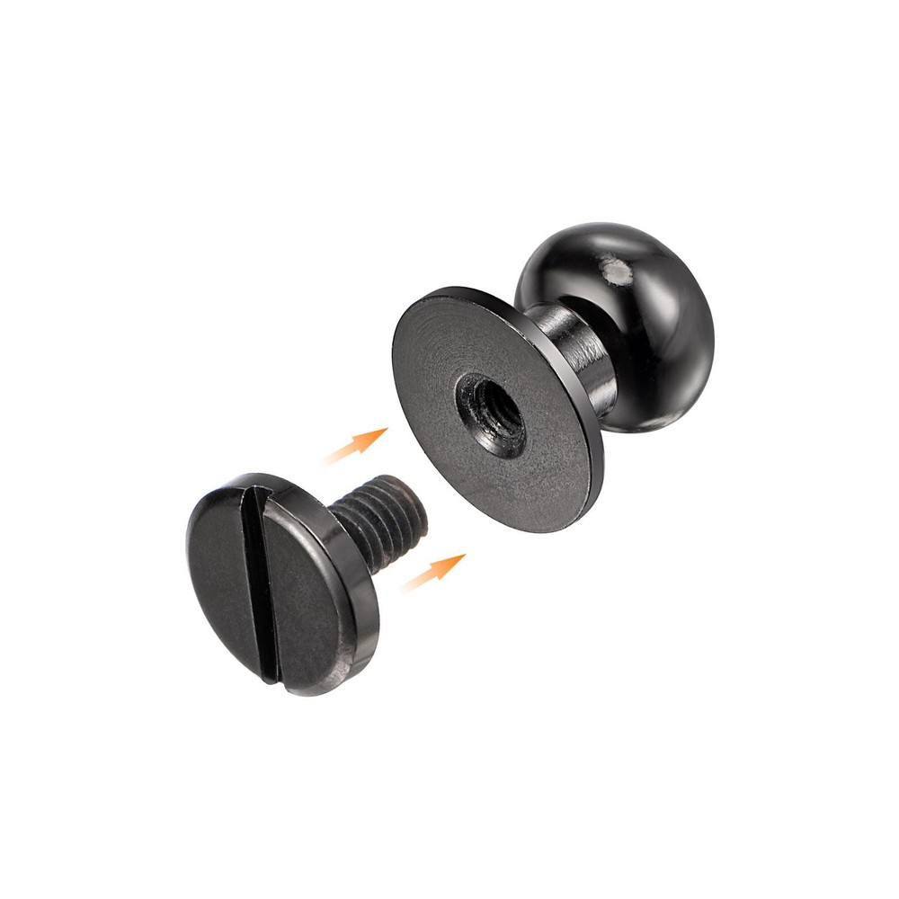 5 Set 10mm Solid Brass Round Button Head Screw Rivets Pin Fixing, Black
