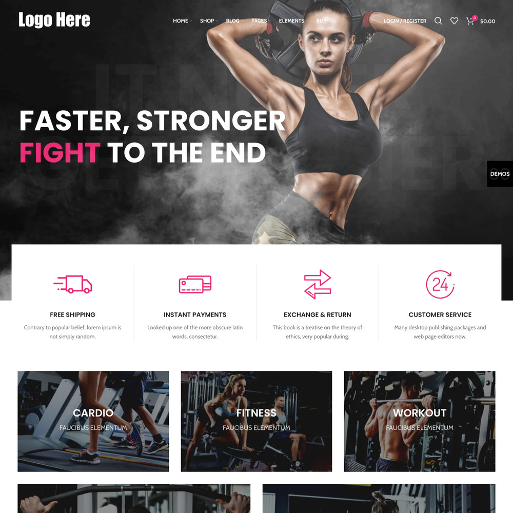 Fitness Website Design with Free VPS Web Hosting and Installation