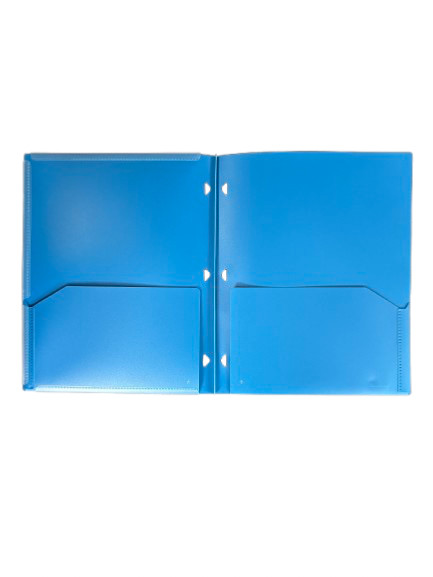 Five Star Customizable 2 Pocket Plastic Folders Pacific Blue 3 Hole Punch