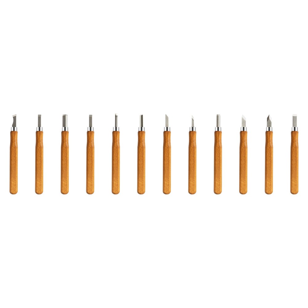 12Pcs Professional Wood Carving Hand Chisel Tool Set Woodworking Gouges Steel