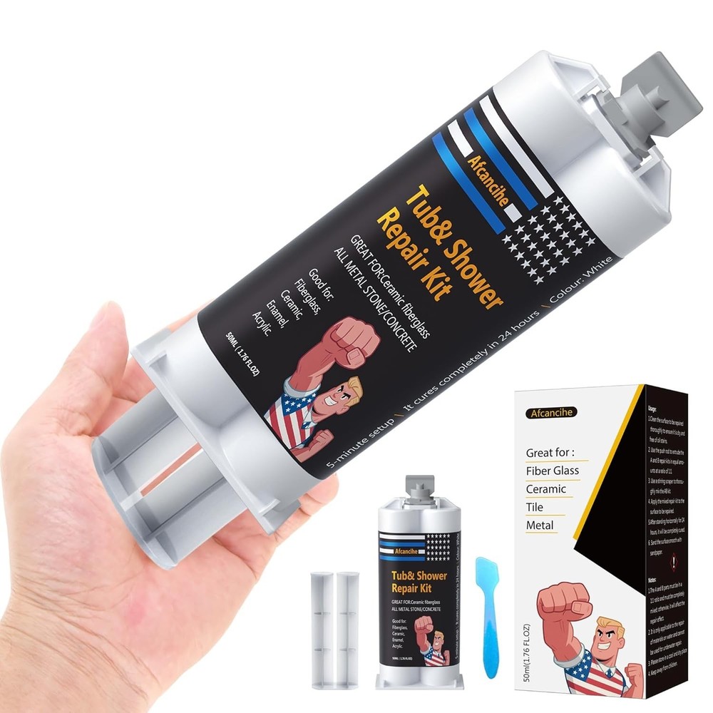 Professional White Bathtub Repair Kit - Permanent Fix for Chips, Cracks & Hol...