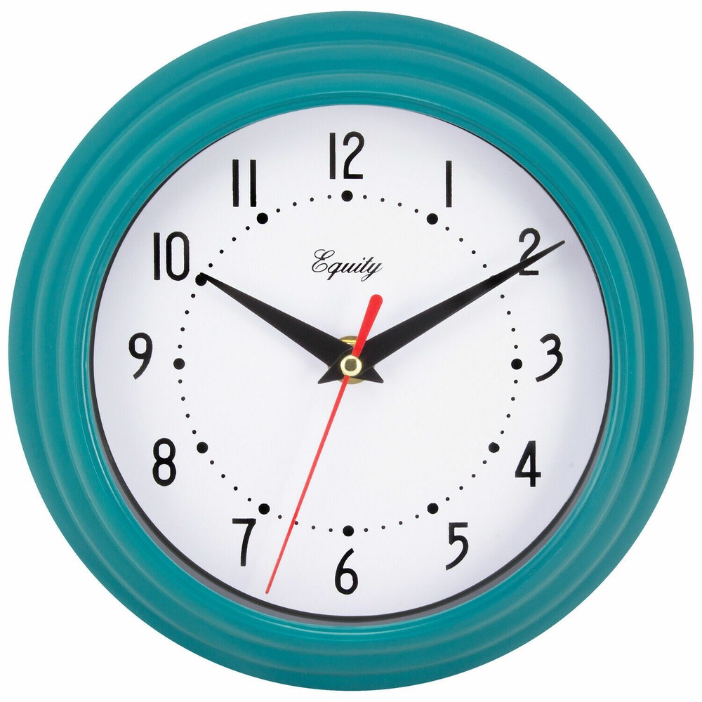 25020 Equity by La Crosse 8" Plastic Analog Wall Clock - Teal