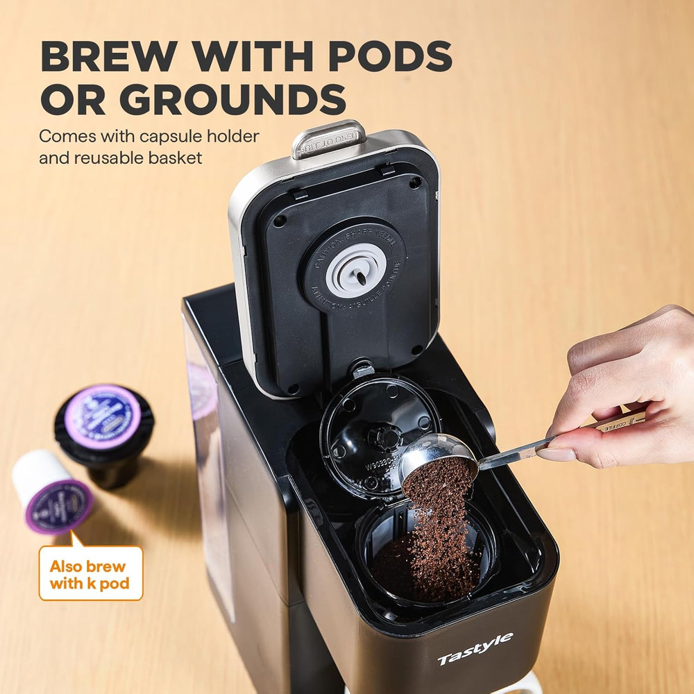 Single Serve Coffee Maker, Iced and Hot Coffee Machine for K Cup & Grounds, Comp