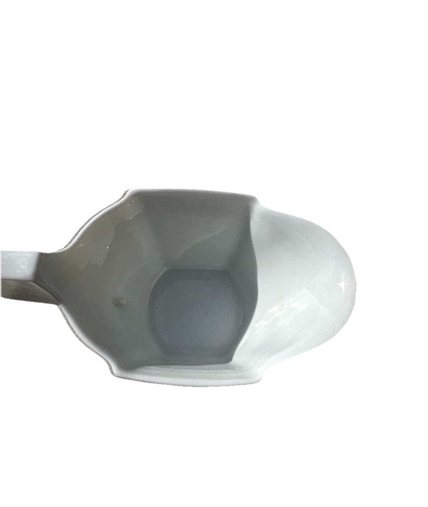 Modern White Porcelain Creamer Geometric Angular Minimalist 4”