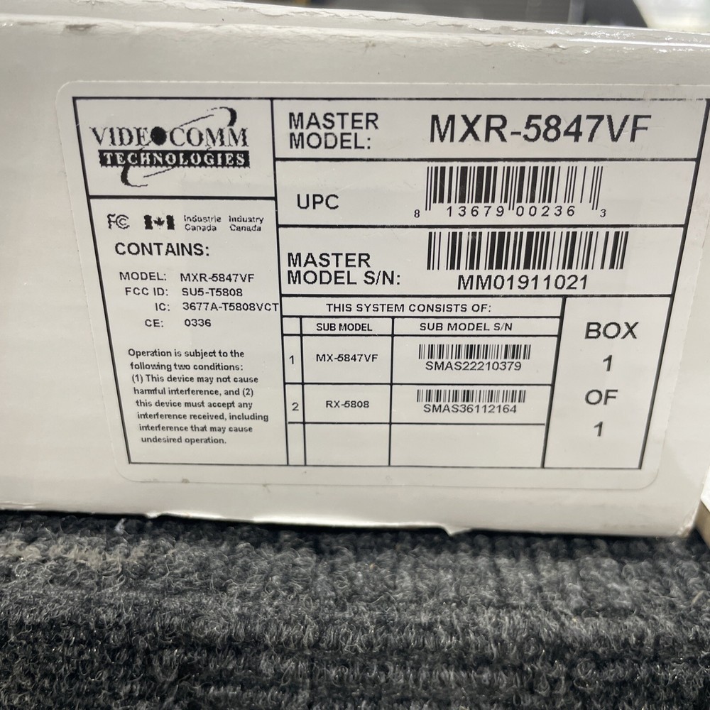 VideoComm Technologies MXR-5847VF / RX-5808 CCTV observation system