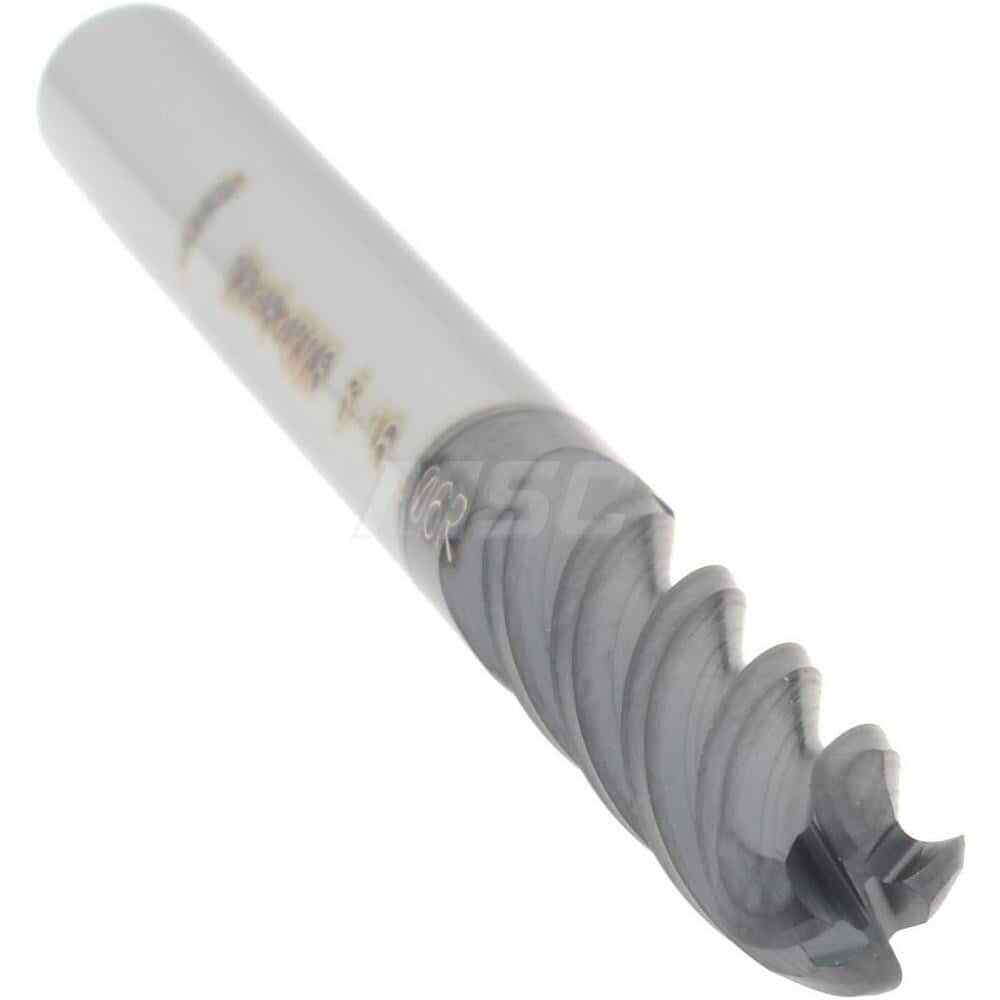 Accupro 3/16" Diam 4 Flute Single End Solid Carbide 0.06" Corner Radius End M...