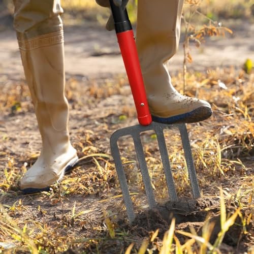 4-Tine Pitch Fork Garden Digging Fork Spading Fork Heavy Duty Pitchfork for