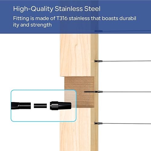 Pair Cable Railing Kit, Invisible Crimp Fitting Deck Cable Level 10 Black