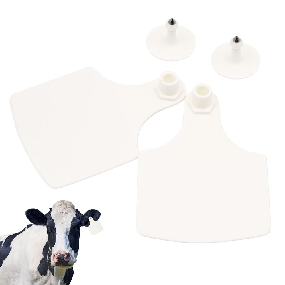 LIUCOGXI 100 Pcs White Blank Cattle Ear Tags Large Size oversize,