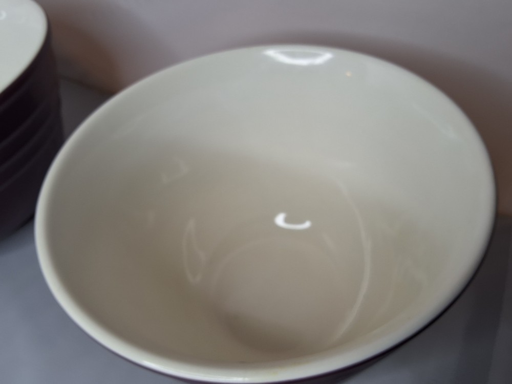 3 Piece Nesting Mixing Bowl Set Deep-Walled Purple Ceramic with White Interior