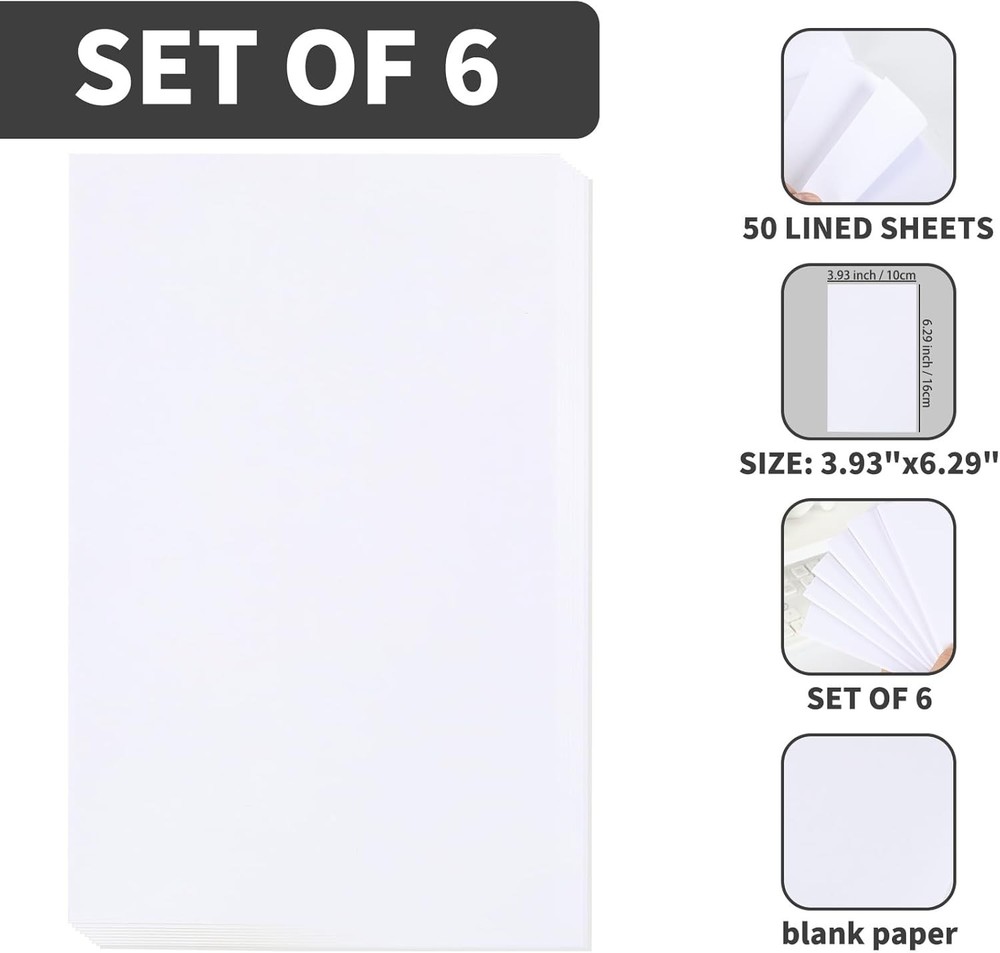6 Pack 4x6 Blank Memo Note Pads 50 Sheets Small Scratch Pads for Writing