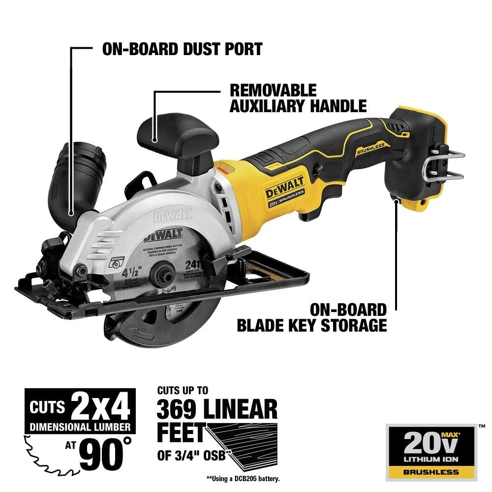 DEWALT ATOMIC 20V MAX Circular Saw, 4-1/2-Inch, Tool Only (DCS571B)
