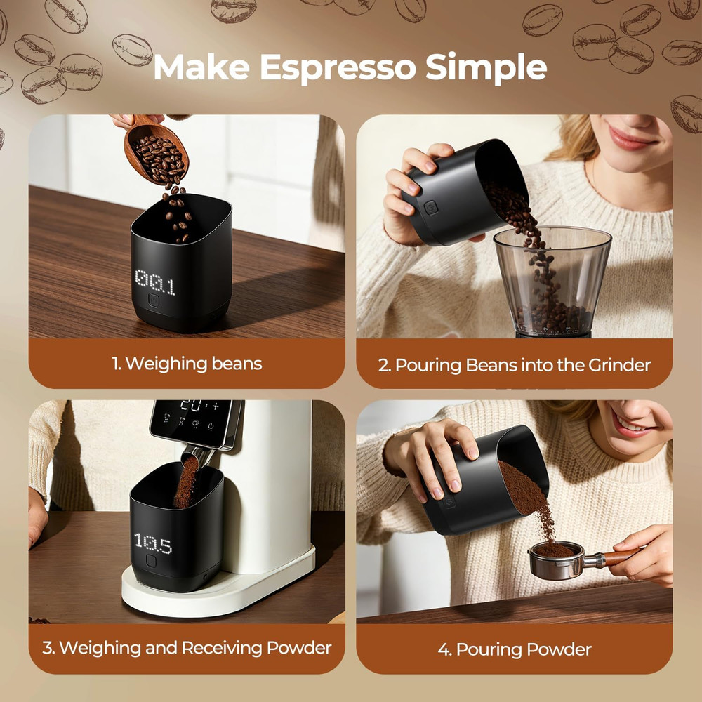 Digital Dosing Cup with LED Display - Precise 1G/0.1Oz Scale for Coffee & Baking