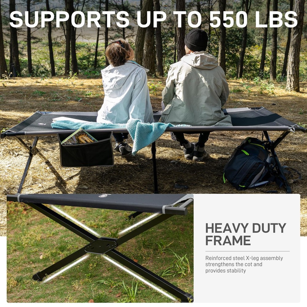Extra Wide Camping Cot for Adults Oversized XXL Sleeping Cots Folding Cot Bed...
