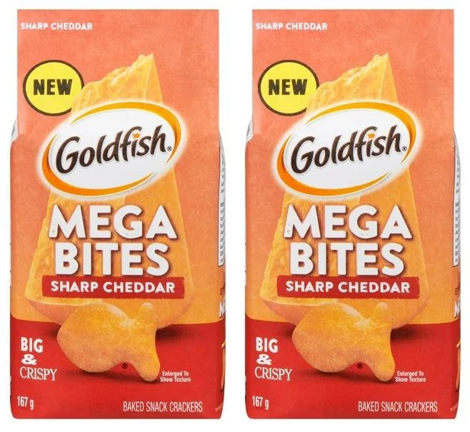Goldfish Mega Bites Sharp Cheddar Crackers, 167g (2 Pack)