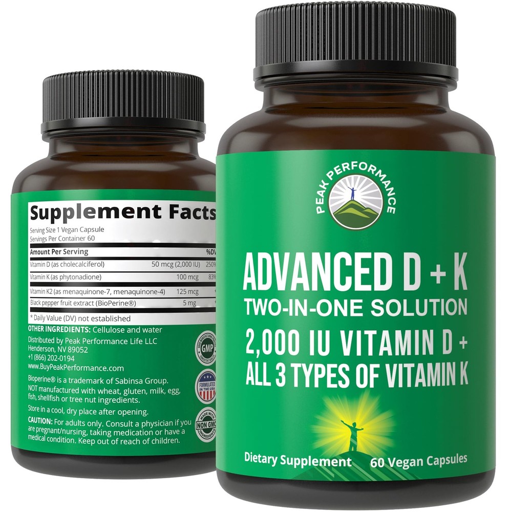 Peak Performance Advanced Vitamin D 2000 IU with All 3 60 Count (Pack of 1)