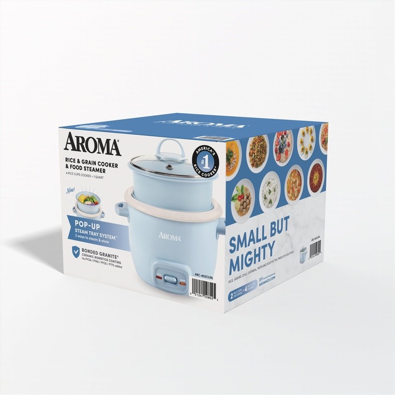 Small Rice Cooker 4-Cup W/ Steamer Nonstick Ceramic Automatic Warm Function New