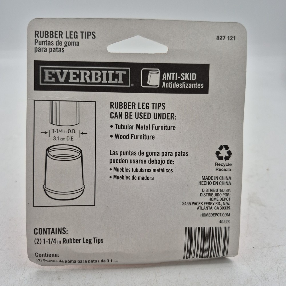 Everbuilt 1-1/4" Off-White Rubber Leg Tips (2 per Pack