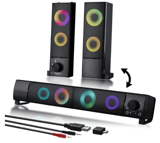 Wired RGB Computer Speakers Designed for PC - New