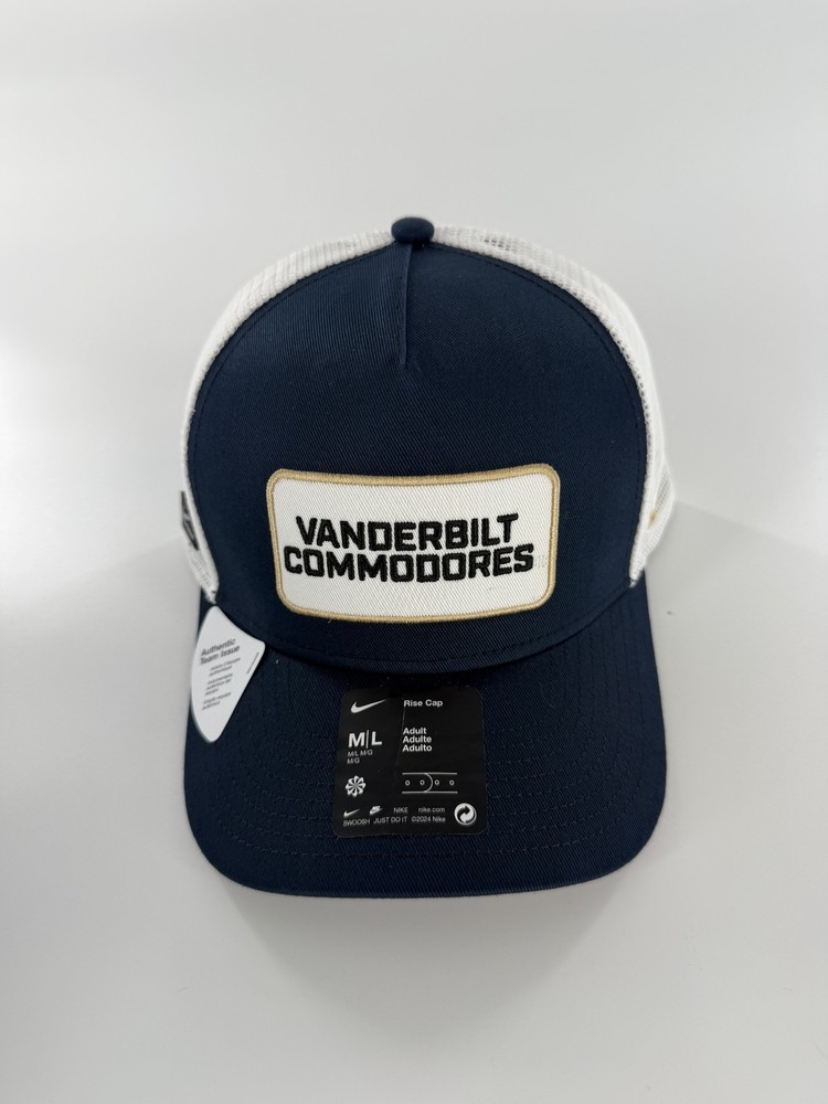 Nike Rise Vanderbilt Commodores Team Issue Blue White Mesh Snapback Hat Cap M/L