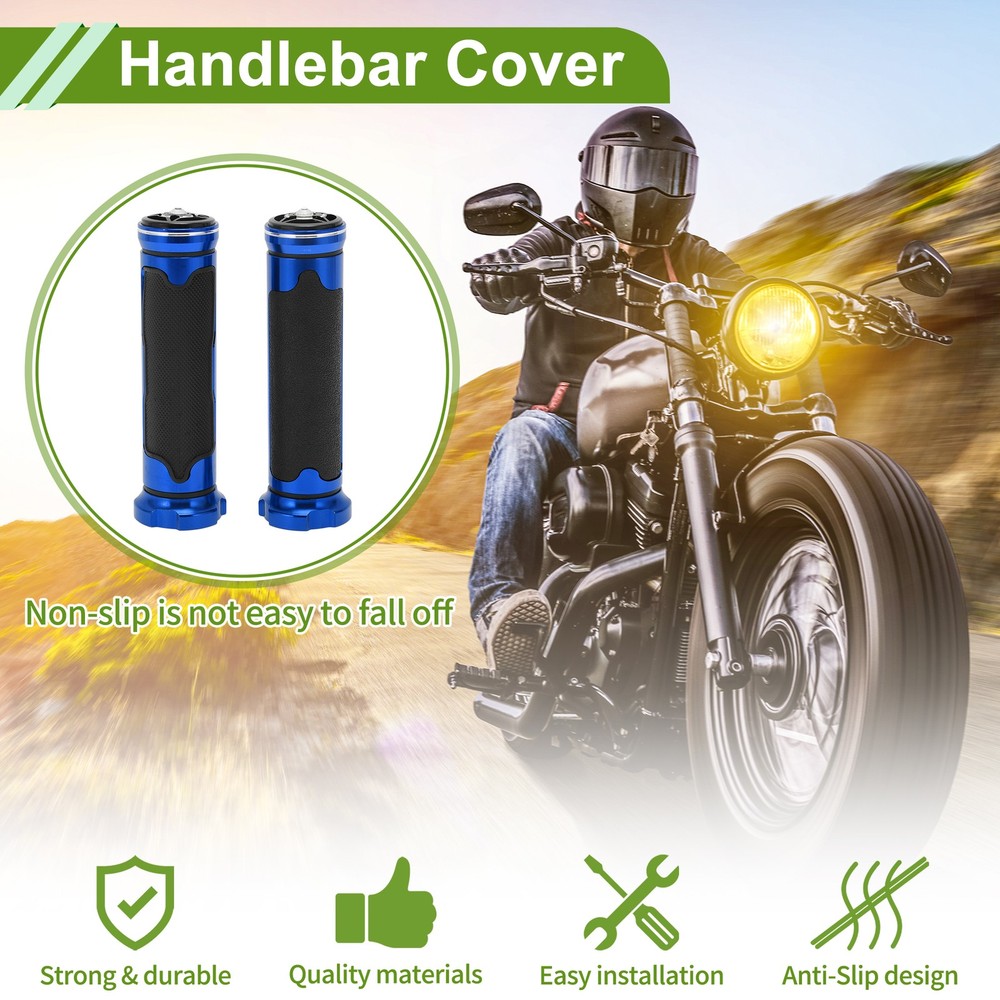 Universal Motorcycle Knob Covers 22-24mm Blue 1 Pair