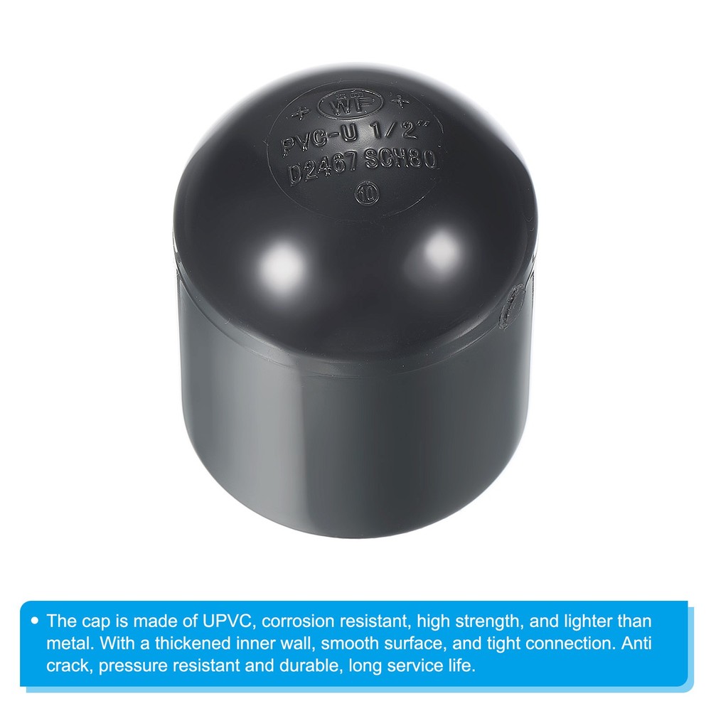 1/2" UPVC Pipe End Cap Fitting, 4 Pack Plug Socket Adapter Smooth Finish