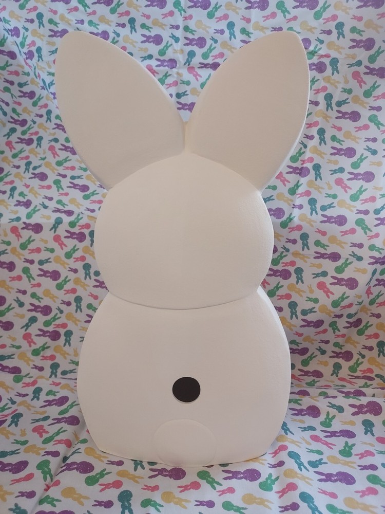 Ceramic Bisque ~ Ready to Paint Large~ Marshmallow Bunny with Egg Stack~ Lighted