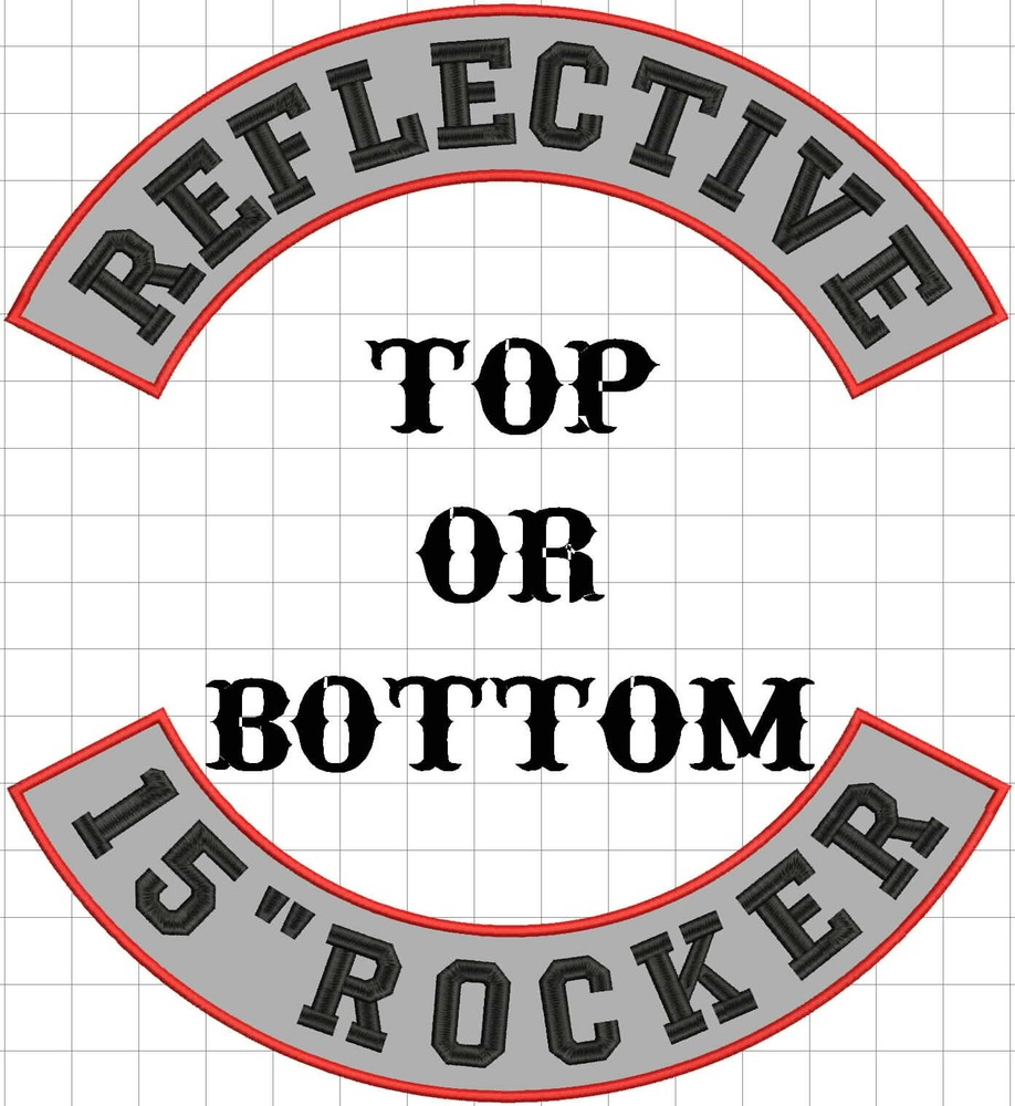 15" inch REFLECTIVE Top, Bottom OR Side Rocker, personalized SewOn custom patch