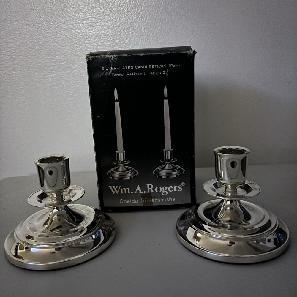 Vintage WM A. Rogers Silverplated Candlesticks
