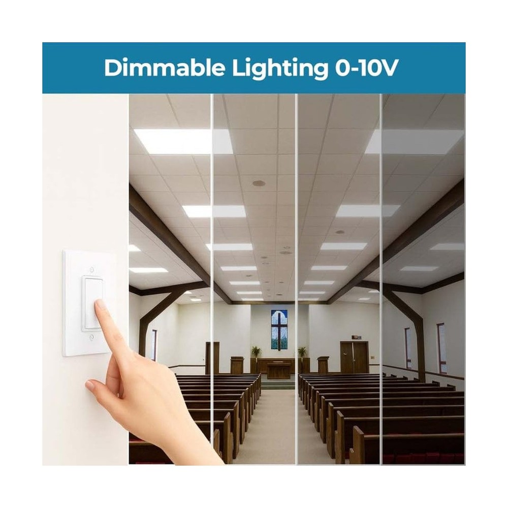 4 Pack 2x2 LED Flat Panel Light for Drop Ceiling, 5200lm Selectable 20W/25W/3...