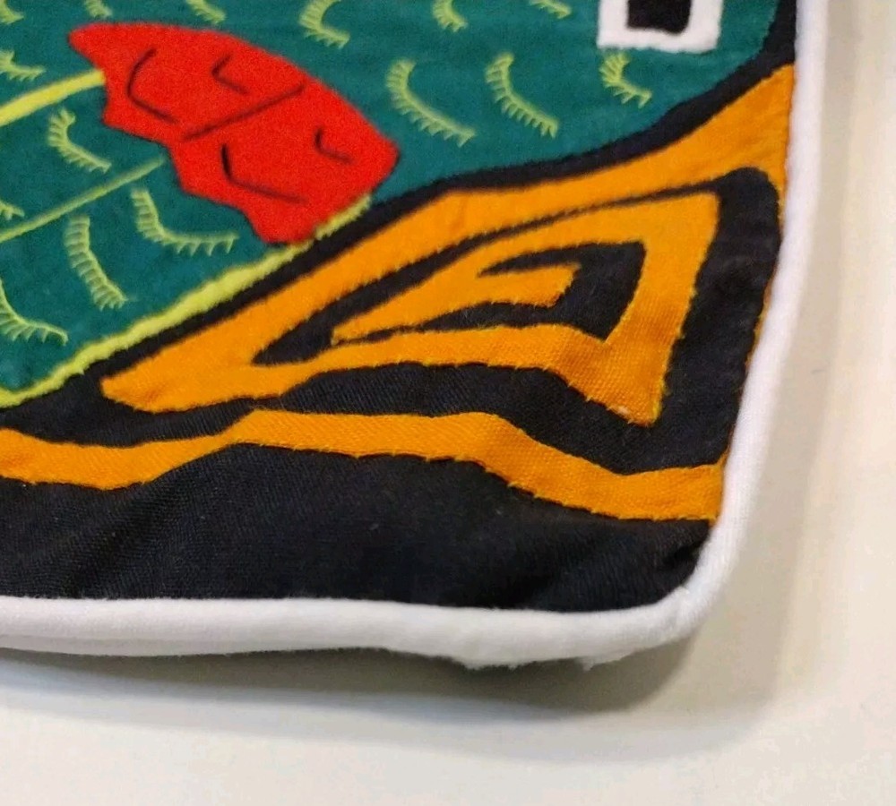 Parrots 2 Birds Textile Panel 8x11" Project Ready Mola Inspired