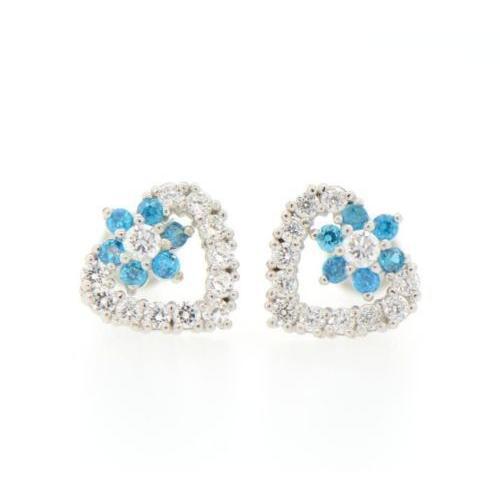 14K White Gold Heart Shape CZ Stud Earrings