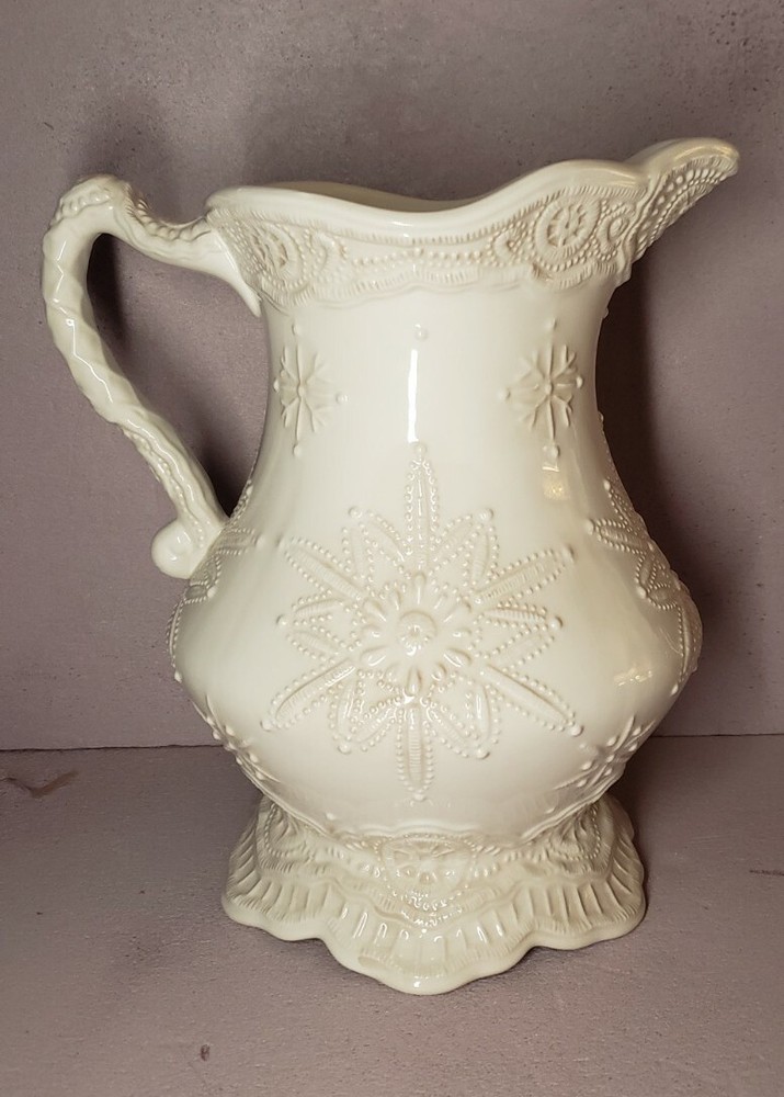 Vintage Ivory Christmas Snowflake Pitcher