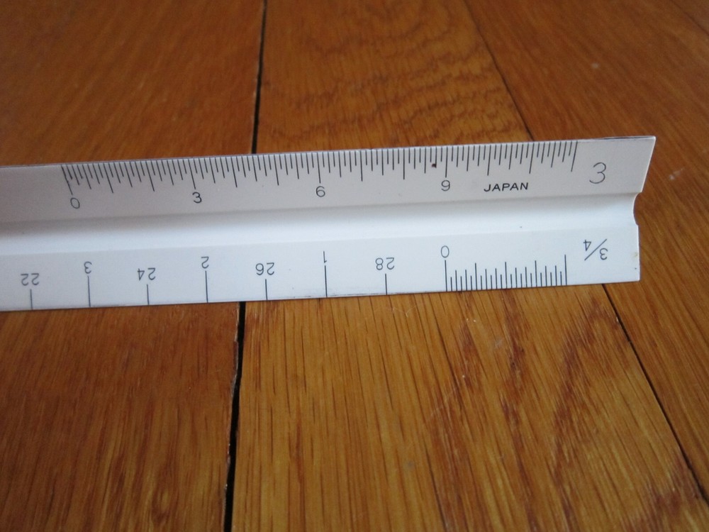 Vtg Charvoz 12" Architect Drafting Ruler 3 Sided Triangular Plastic 30-1201 Case