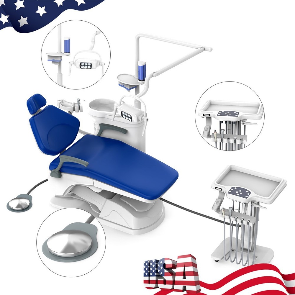 Dental Unit Chair DC Motor Computer Controlled Integral PU Leather+Stool+Gift