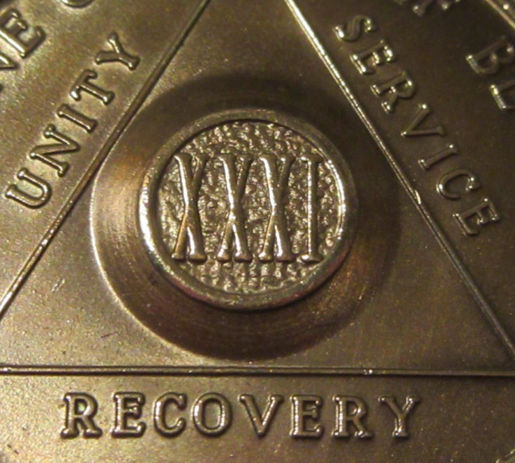Alcoholics Anonymous 31 Year AA BACK Bronze Medallion Chip Coin Token