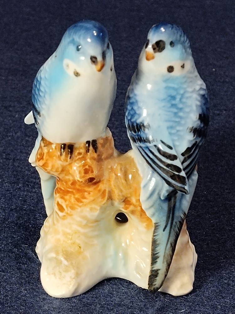 Vintage Parrots Figurine Statue Blue Birds
